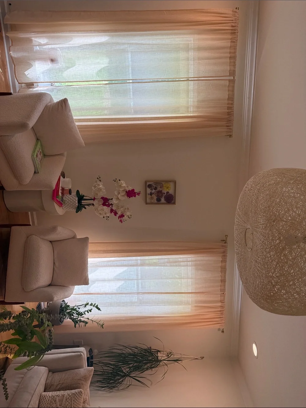 Sheer Peach-Beige Window Curtains - Elegant Light-Filtering Drapes